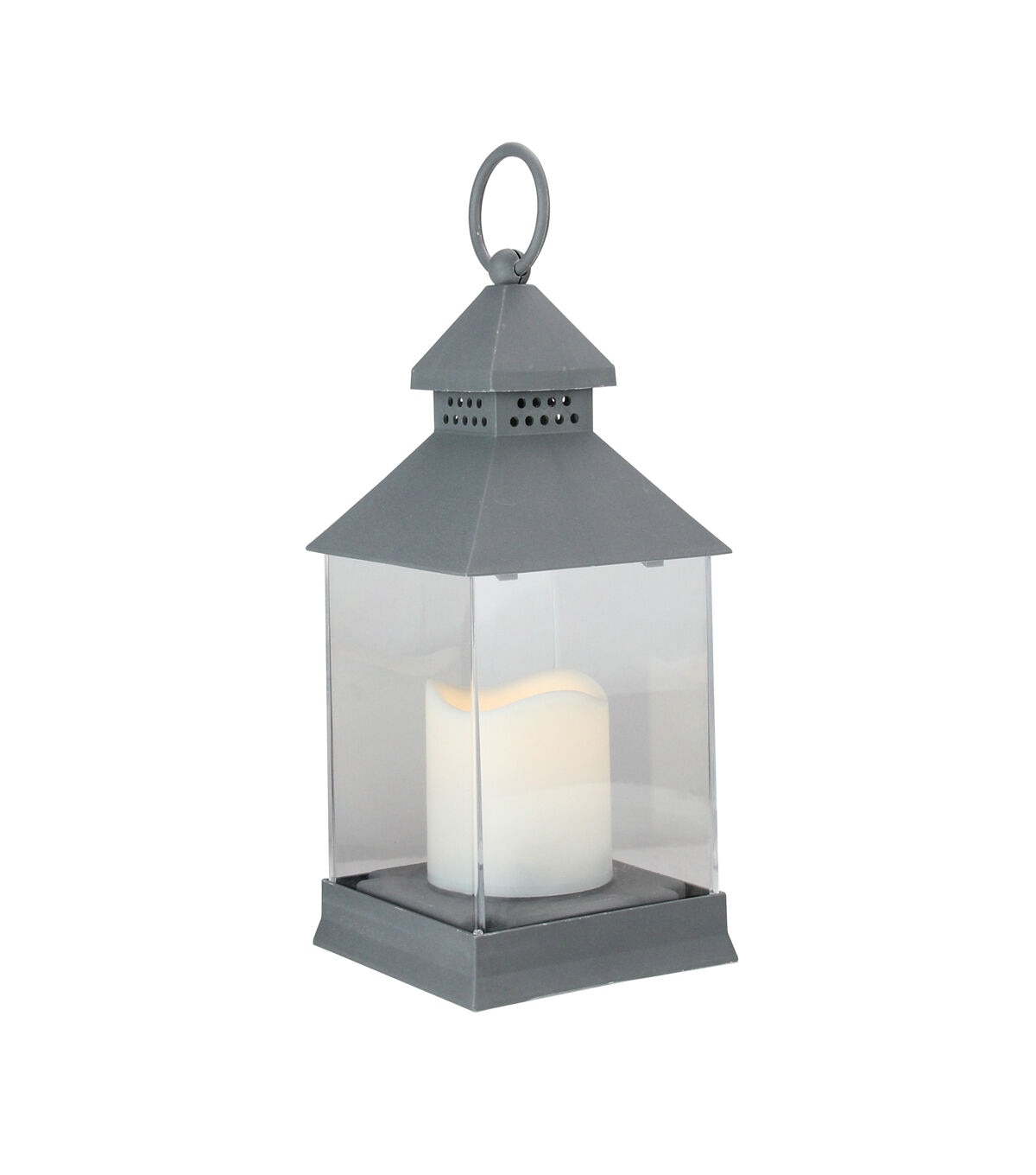 Northlight 9.5 Gray Candle Lantern with Flameless LED Candle