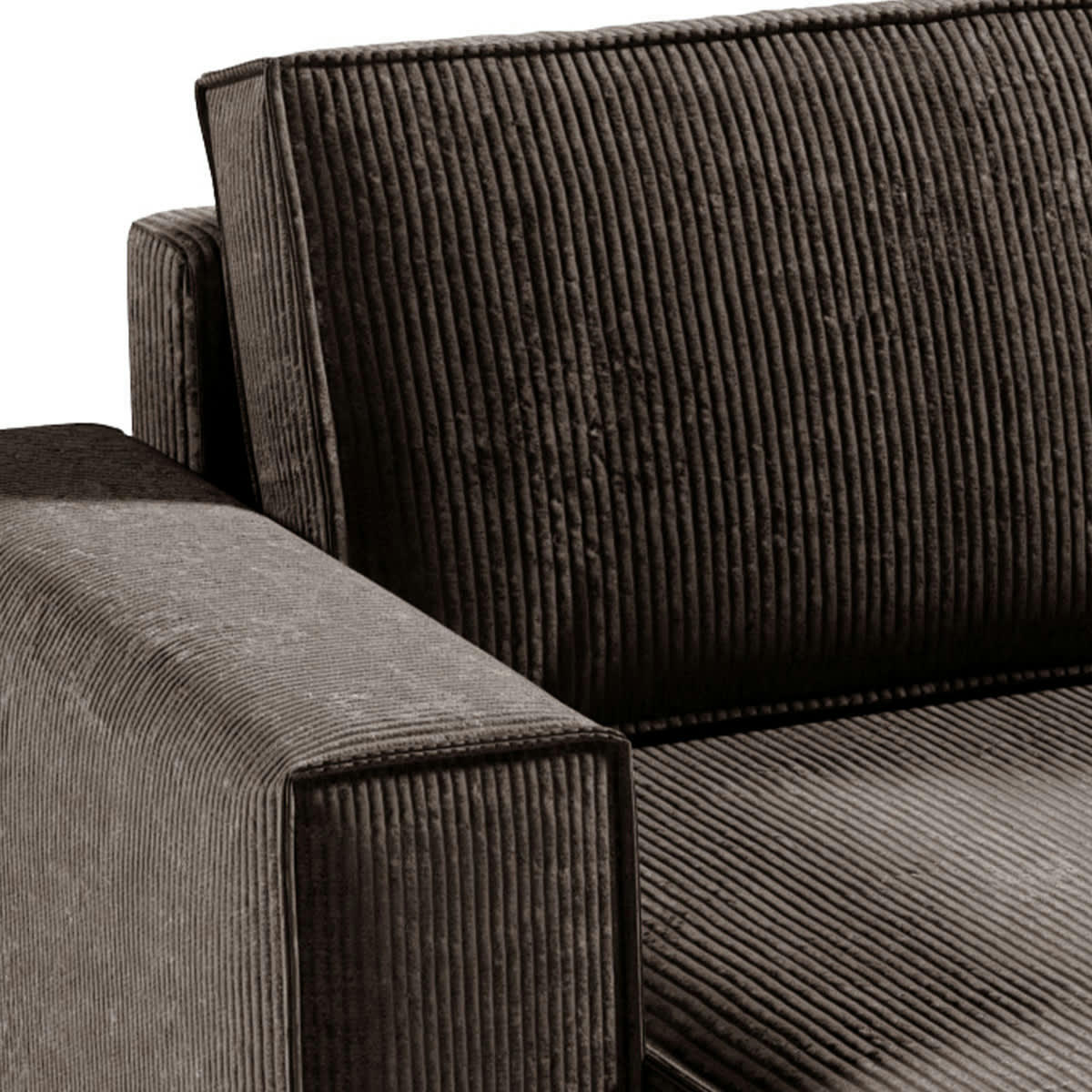 - Canapé en u 5 places velours côtelé marron