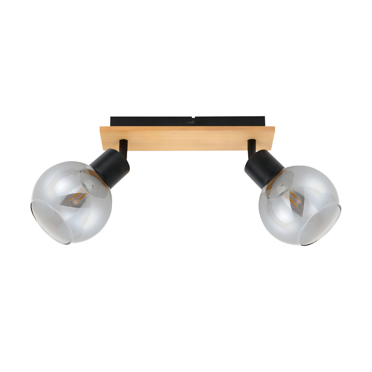 Lampa sufitowa czarna-jasne drewno-dymiona BAREL 2xE27x25W Italux