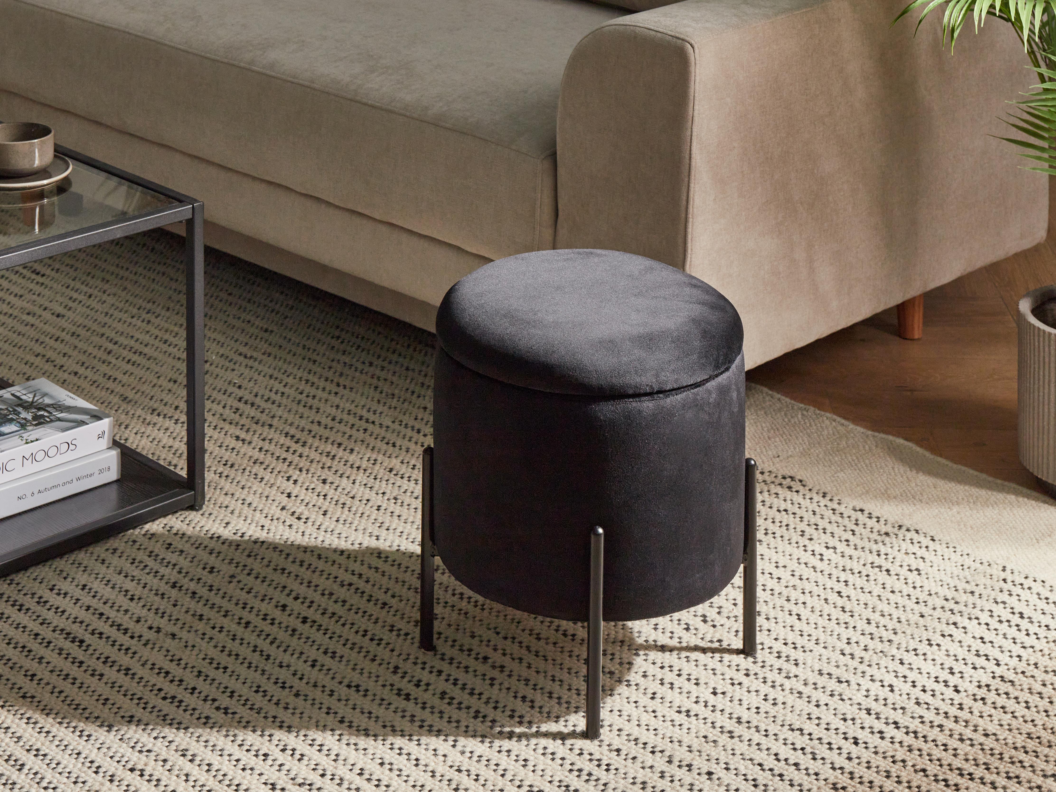 Storage Pouffe WENONA Velvet Black