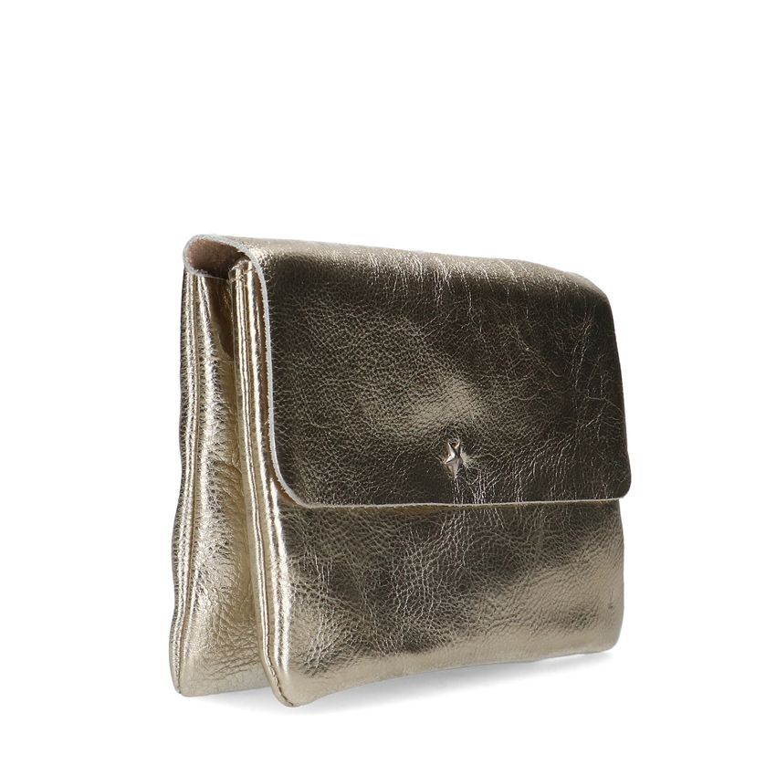 Manfield Goudkleurige metallic leren clutch