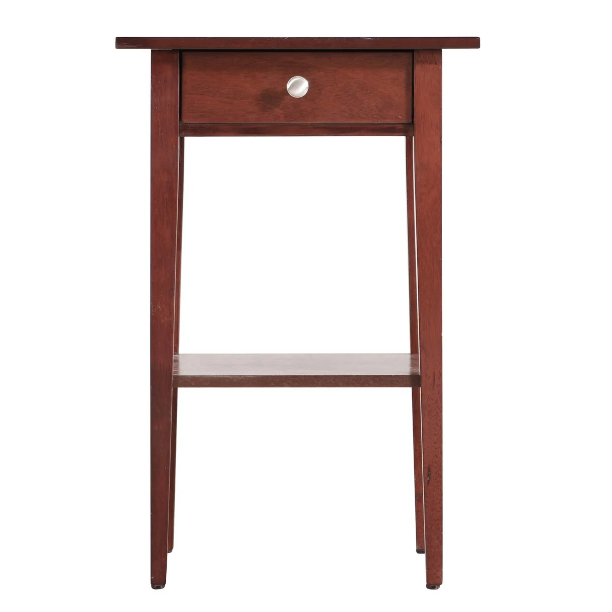 Modern 28-in Metal Hand Holder Single-Drawer Wood Tall Nightstand with Shelf