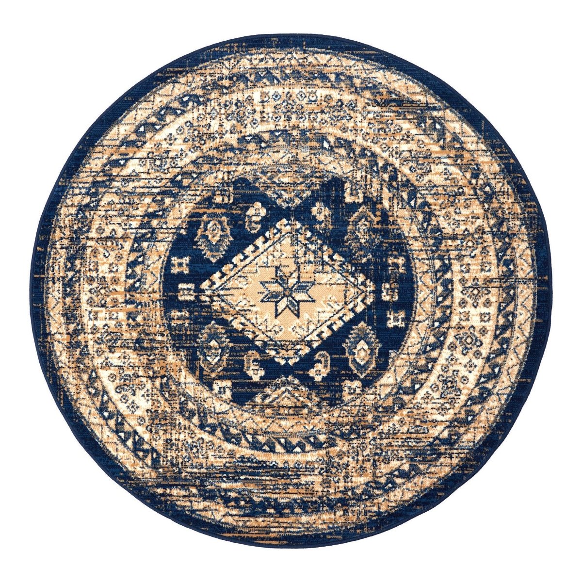 Interieur05 vintage vloerkleed Aila - blauw - Ø 240 cm