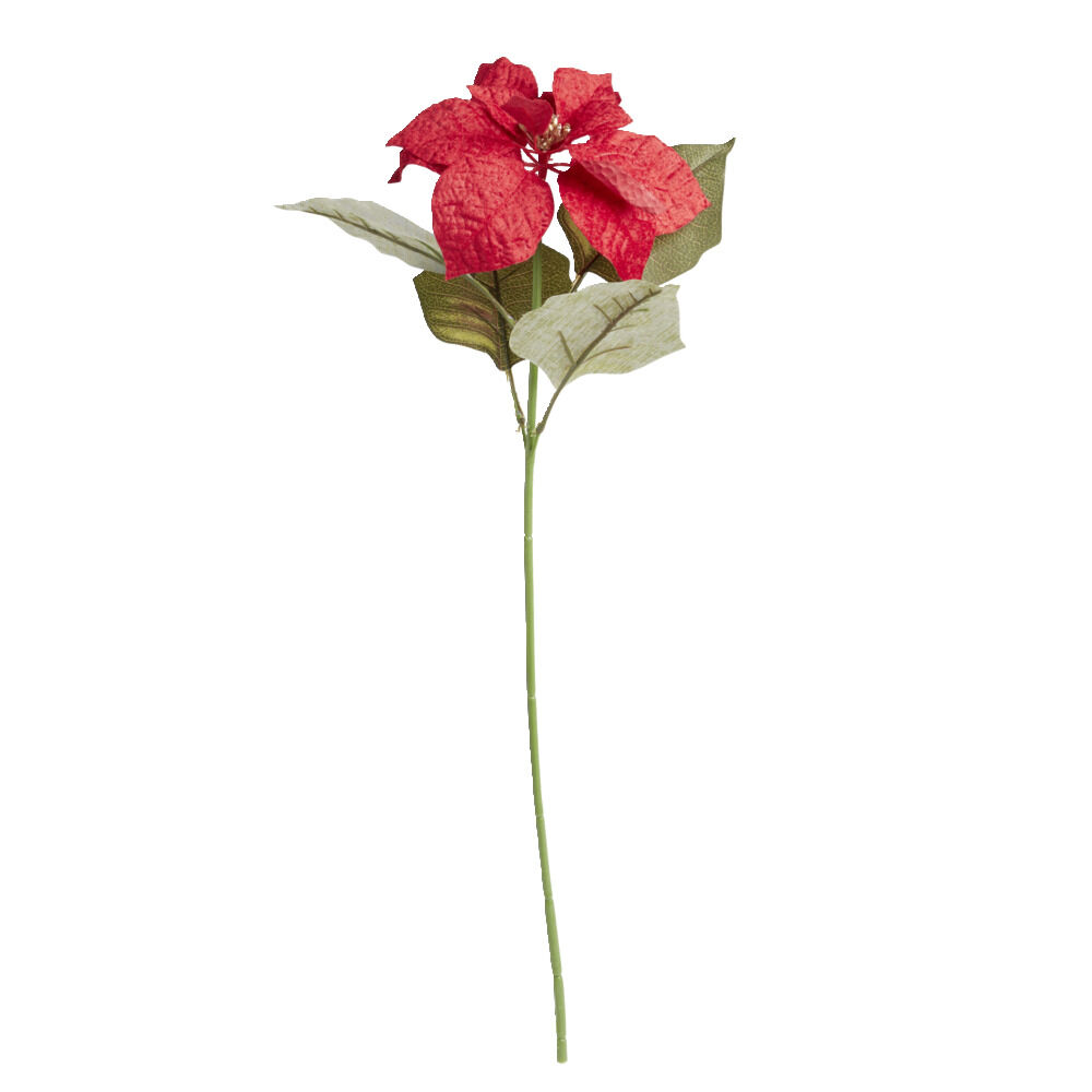 Fleur tige poinsettia rouge ou blanc H60cm - 2 modèles
