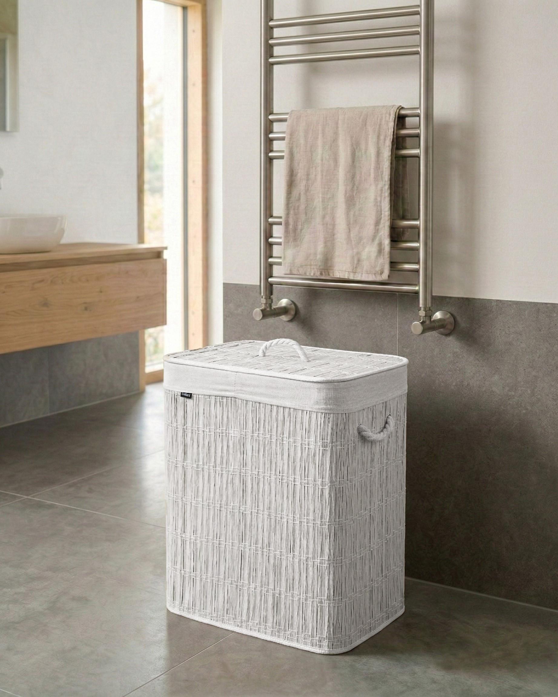 Laundry Basket with Lid ARRAIAS Fabric White 100 L
