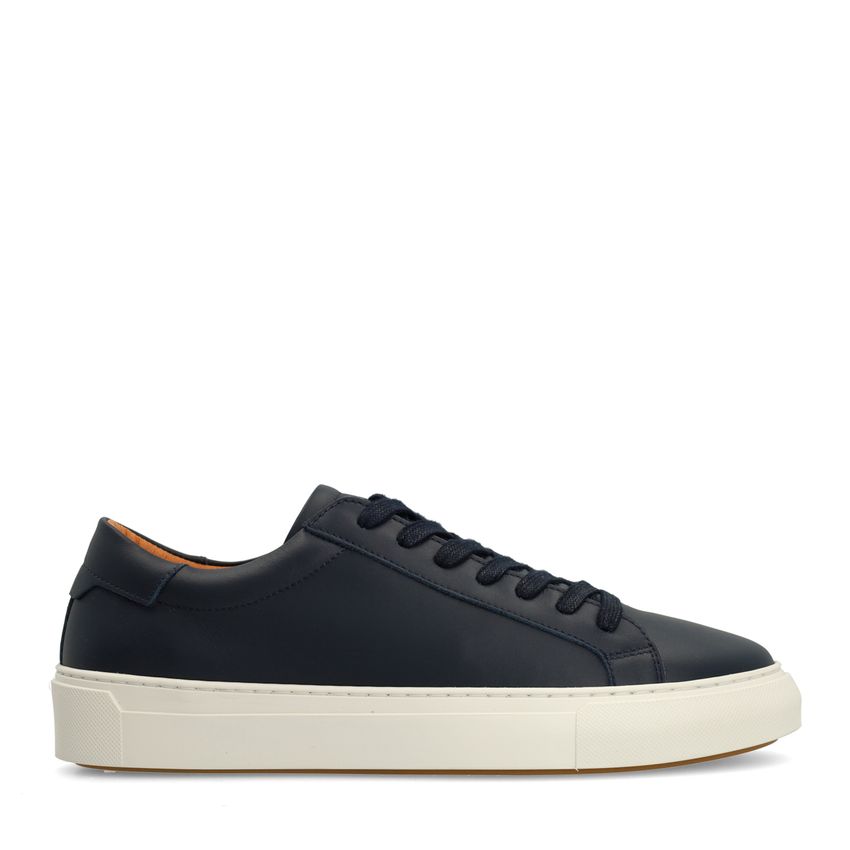 Manfield Donkerblauwe leren sneakers