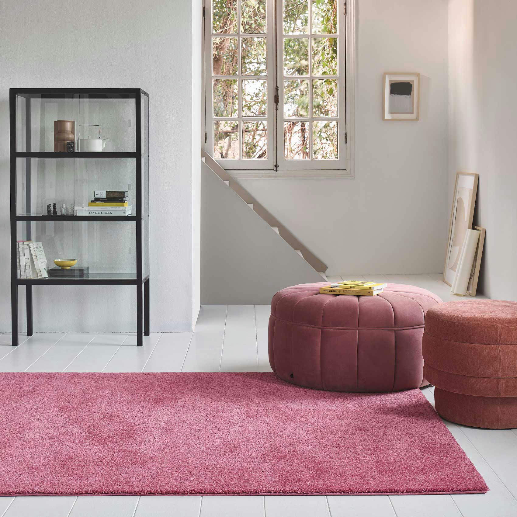 CALIFORNIA - Tapis uni intemporel rose framboise pour salon/chambre 225x160