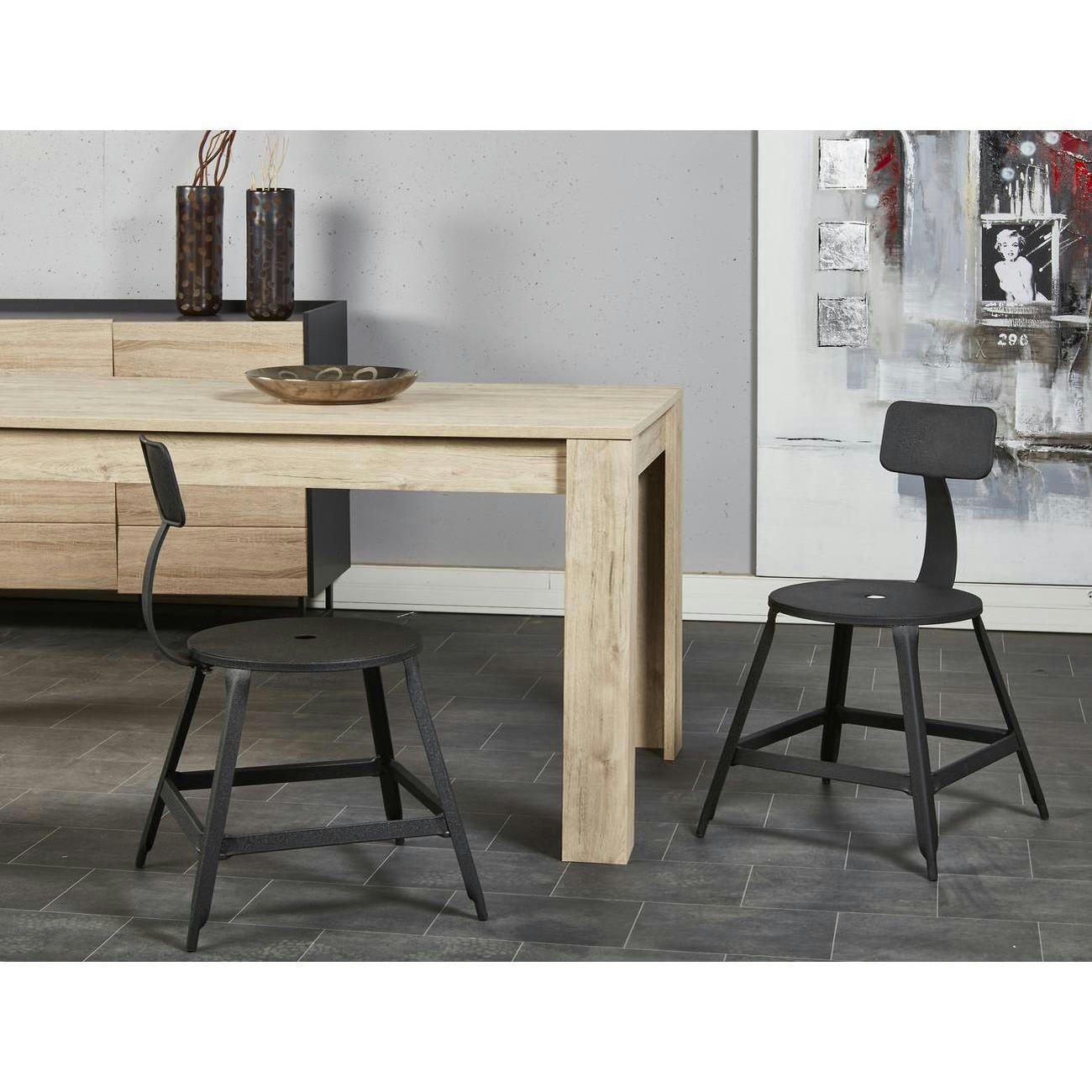 LOFT - Lot de 2 - Chaise assise metal noir pieds metal