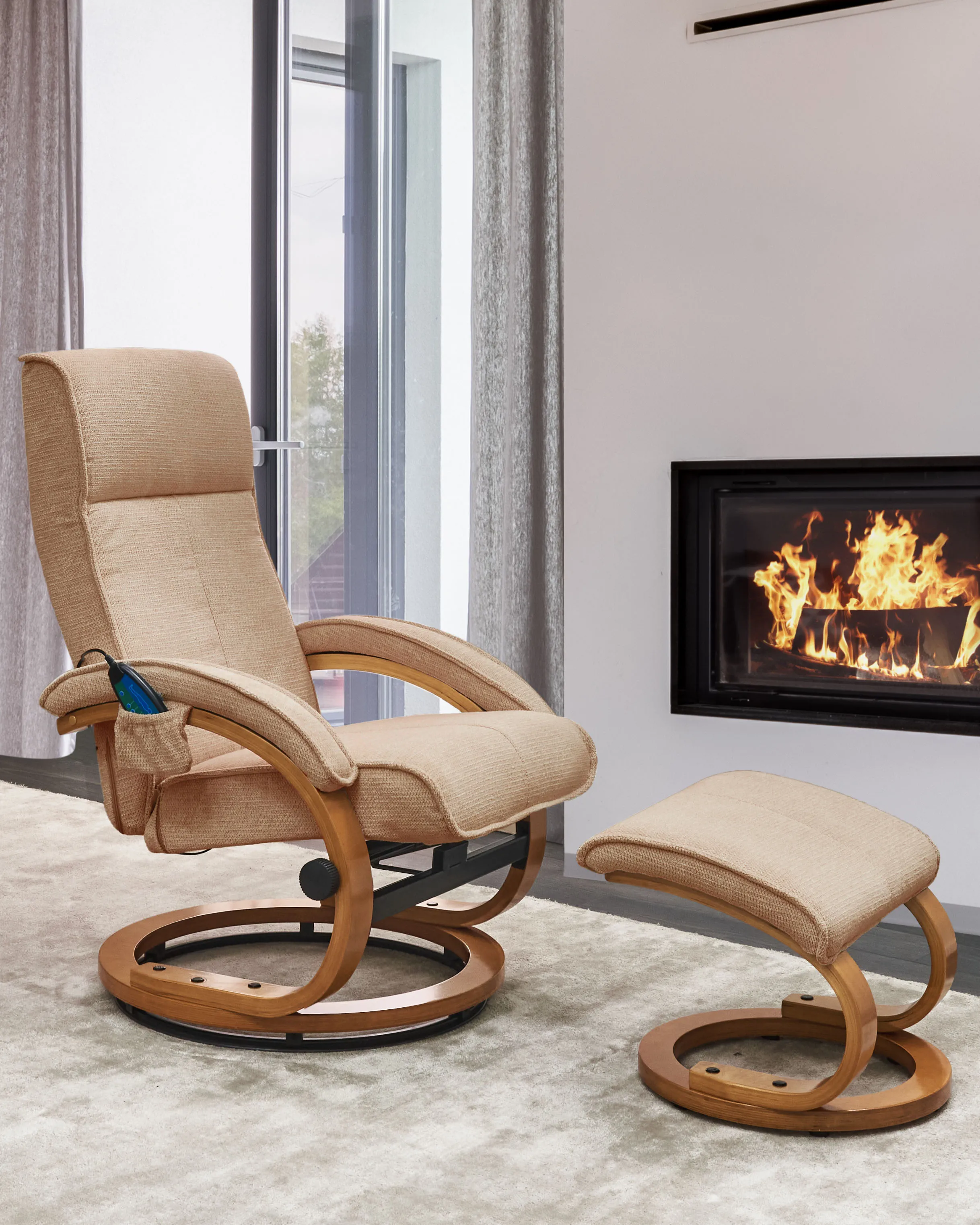 Massage Chair HERO with Footstool Fabric Beige