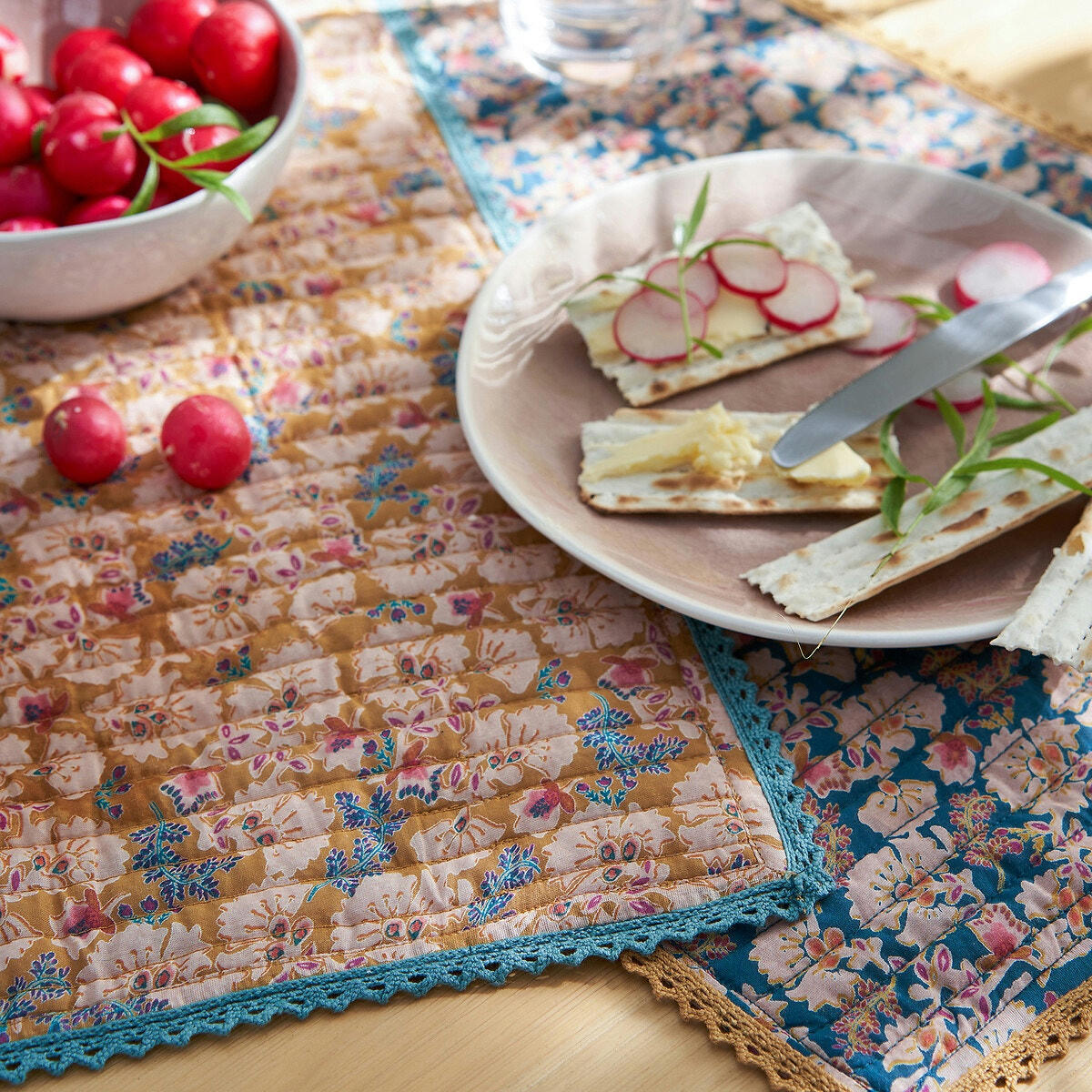 Lot de 2 sets de table, voile de coton, Jadav