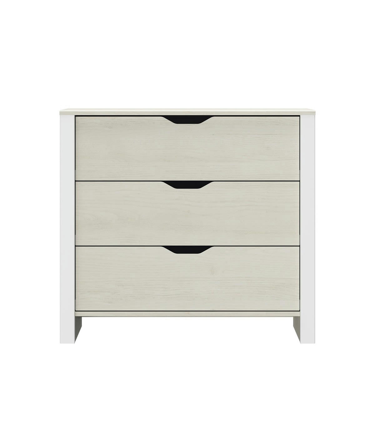 NAIROBI - Commode 3 tiroirs blanche et gris clair - L88 x H80 x P43 cm