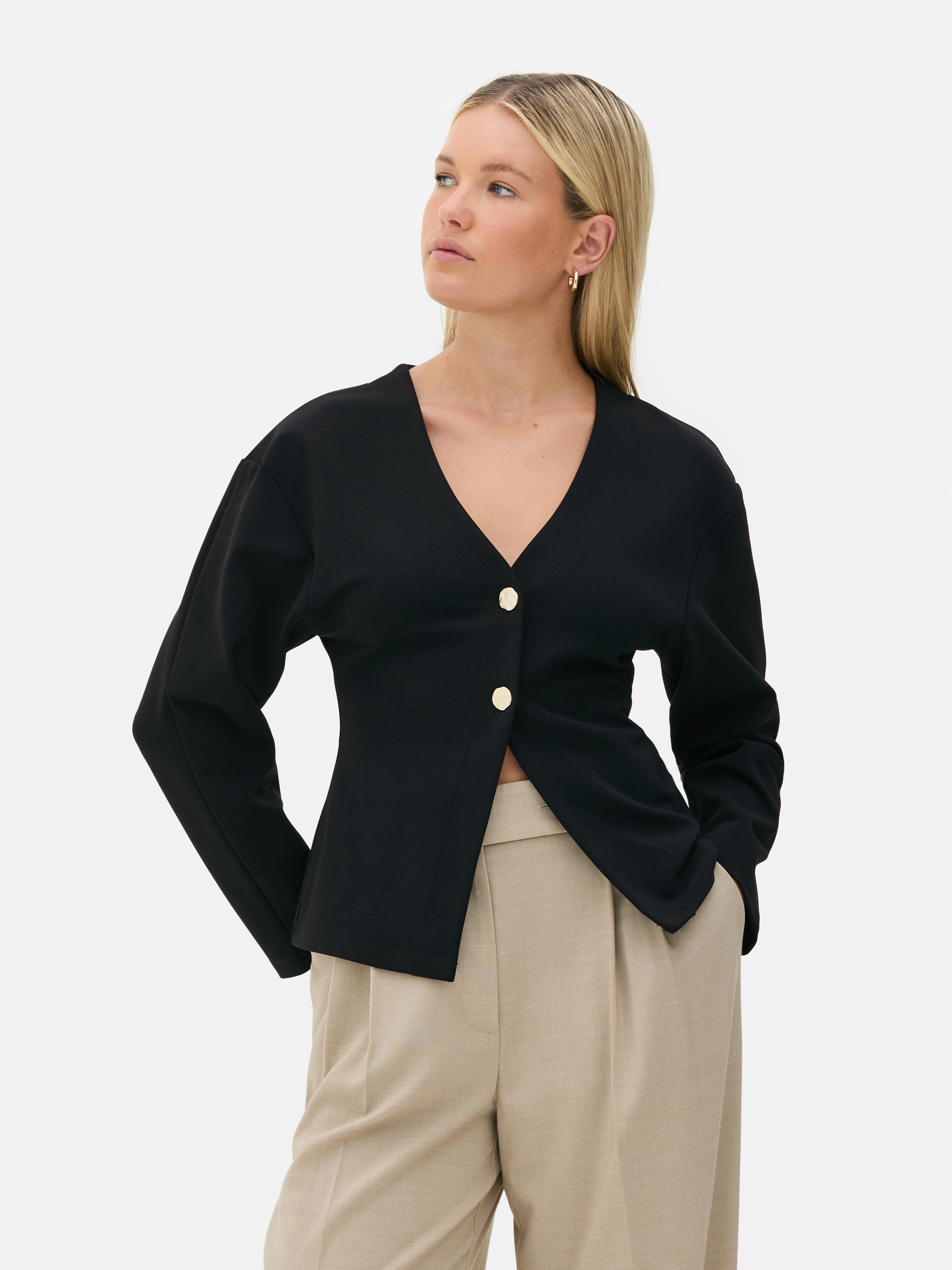 Structured Split Hem Cardigan