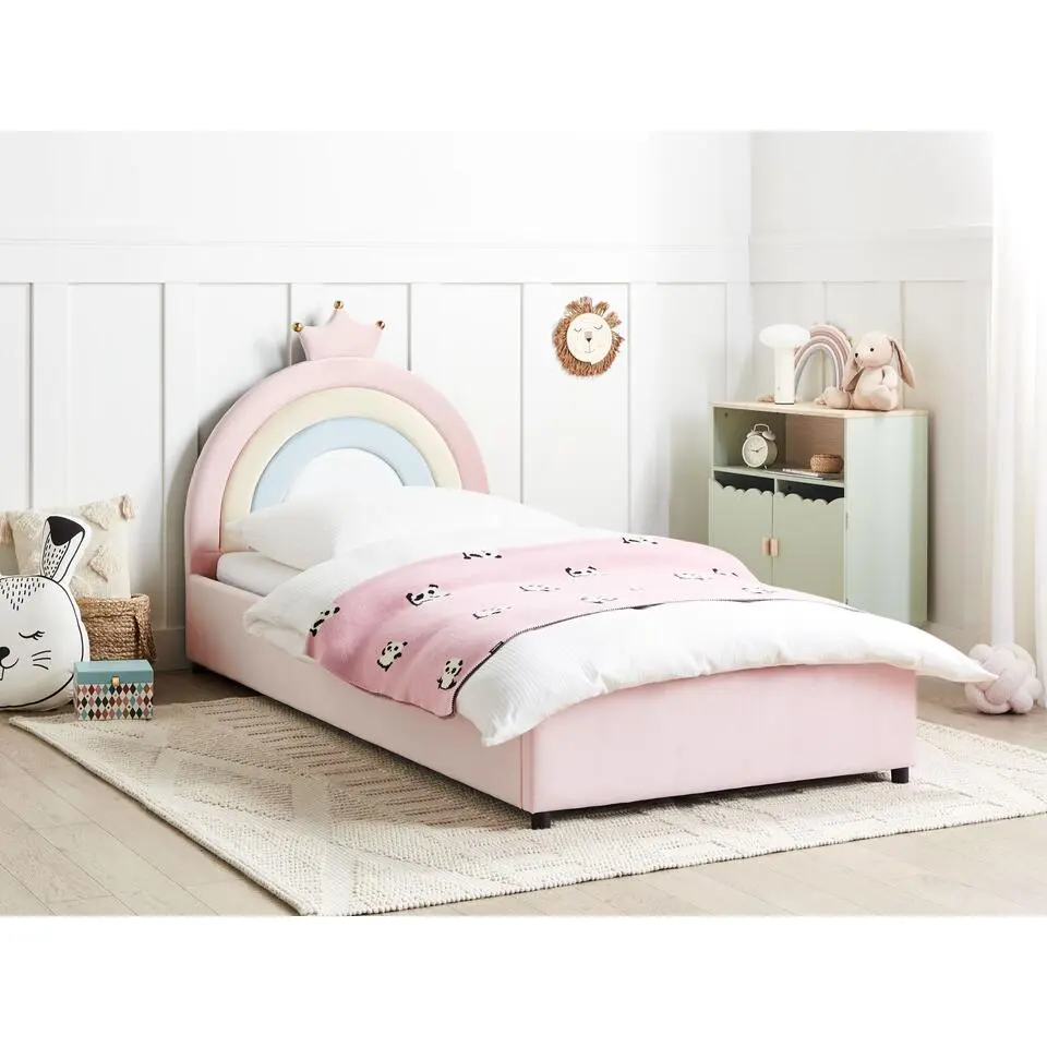 GRISETOT- Bed met opbergruimte - Roze - 90 x 200 cm - Fluweel