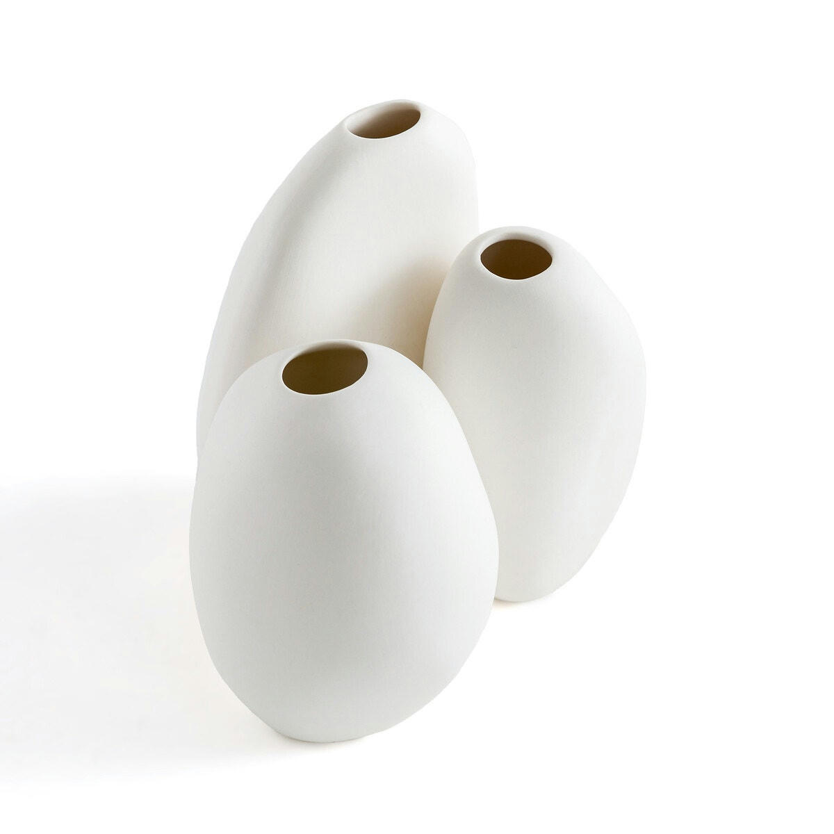 Lot de 3 vases en céramique H9,5/10/12 cm, Hedna