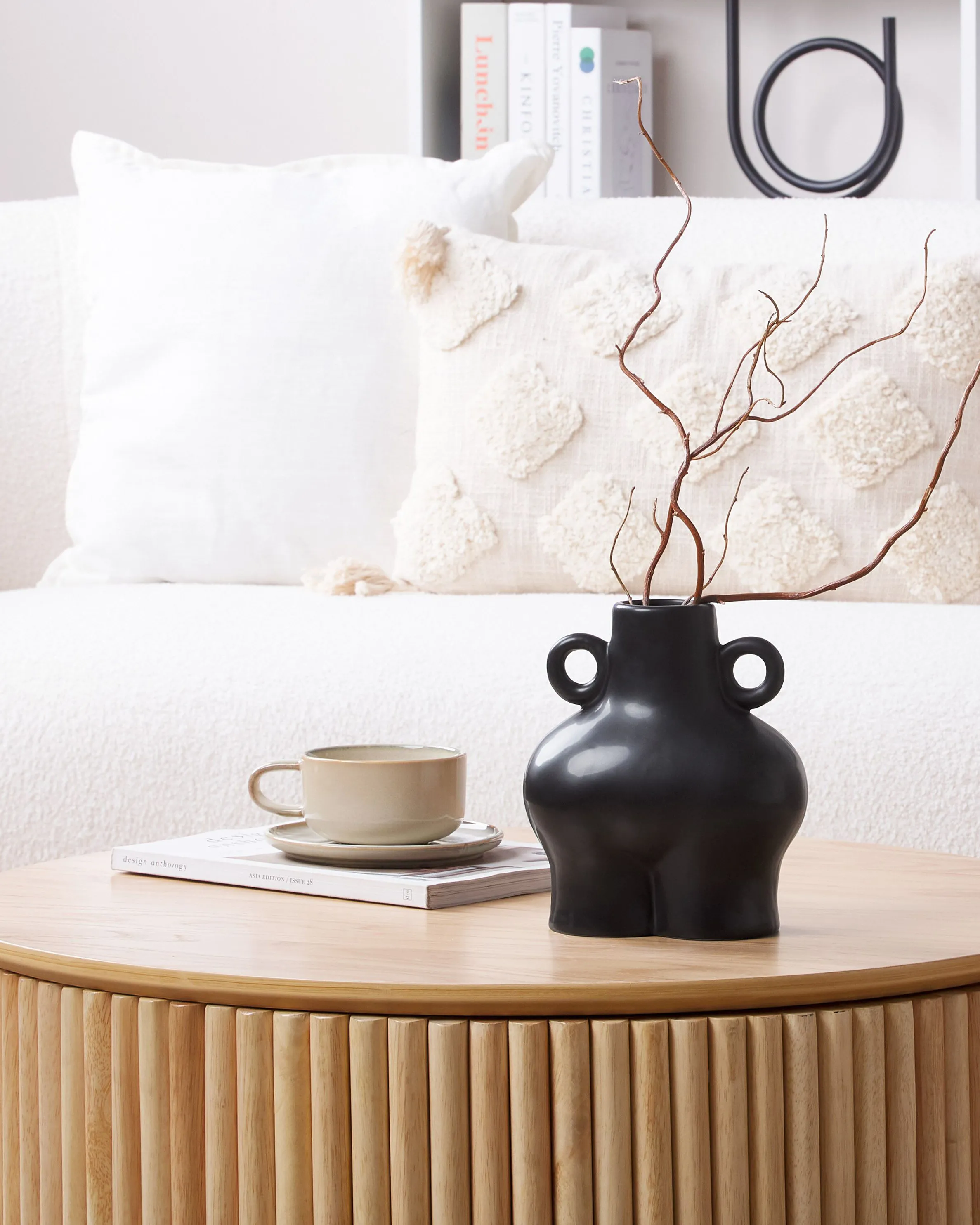 Flower Vase NAFPLIO Ceramic 20 cm Black