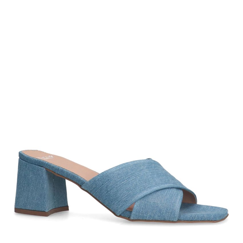 Manfield Blauwe denim pumps