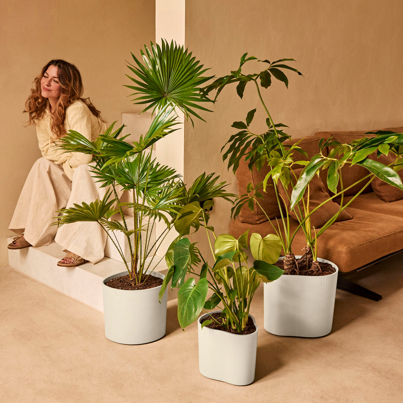 Elho Eden 25 - Linnen wit - L 26 x B x H 23 cm - Binnen en Buiten - 10