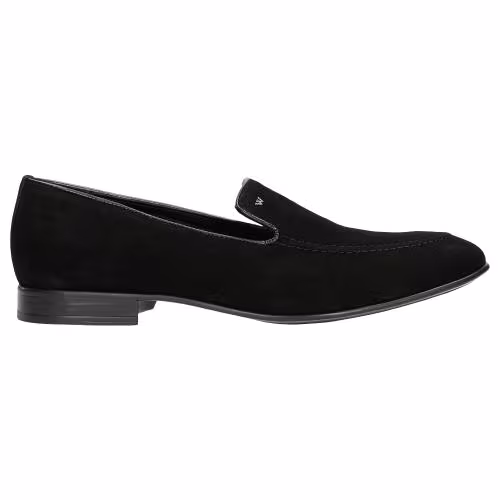Czarne loafersy męskie z weluru