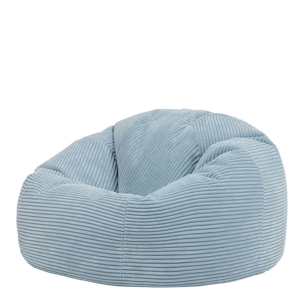 KINGSTON - Pouf velours côtelé bleu glacé