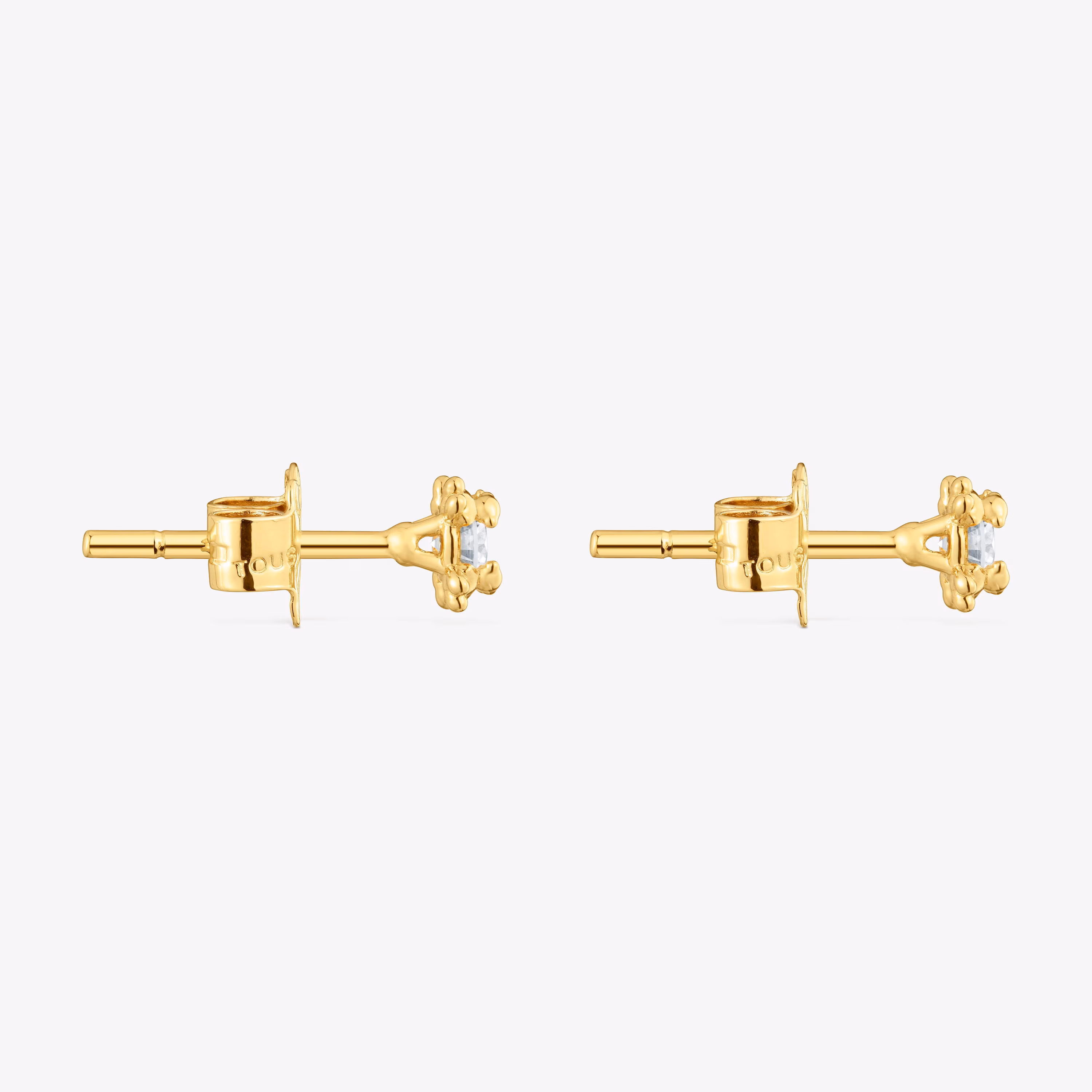Pendientes con baño de oro 18 kt sobre plata y diamantes creados en laboratorio 4 mm Color Pills