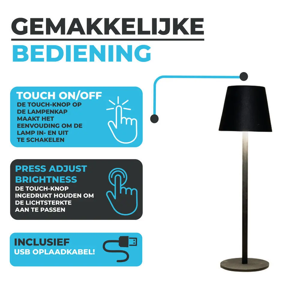 Anna Collection Portable tafellamp - wit - binnen en buiten - D9 x H27 cm