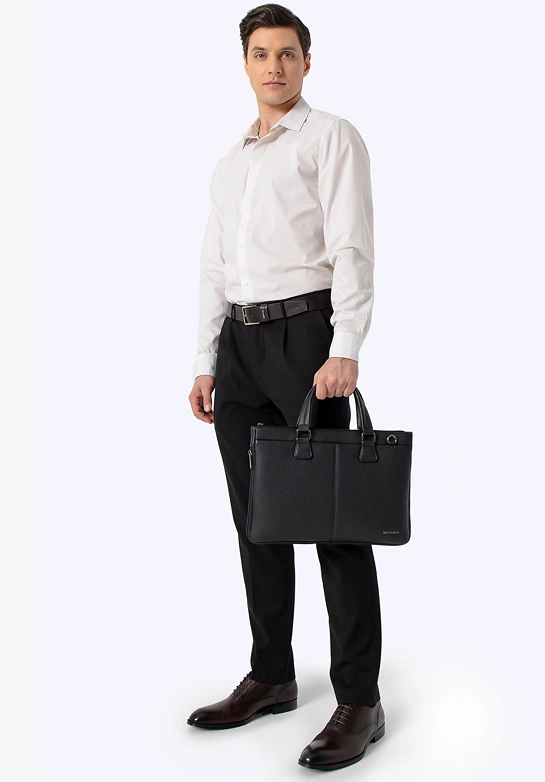 Torba na laptopa 14,5” z imitacji skóry czarna