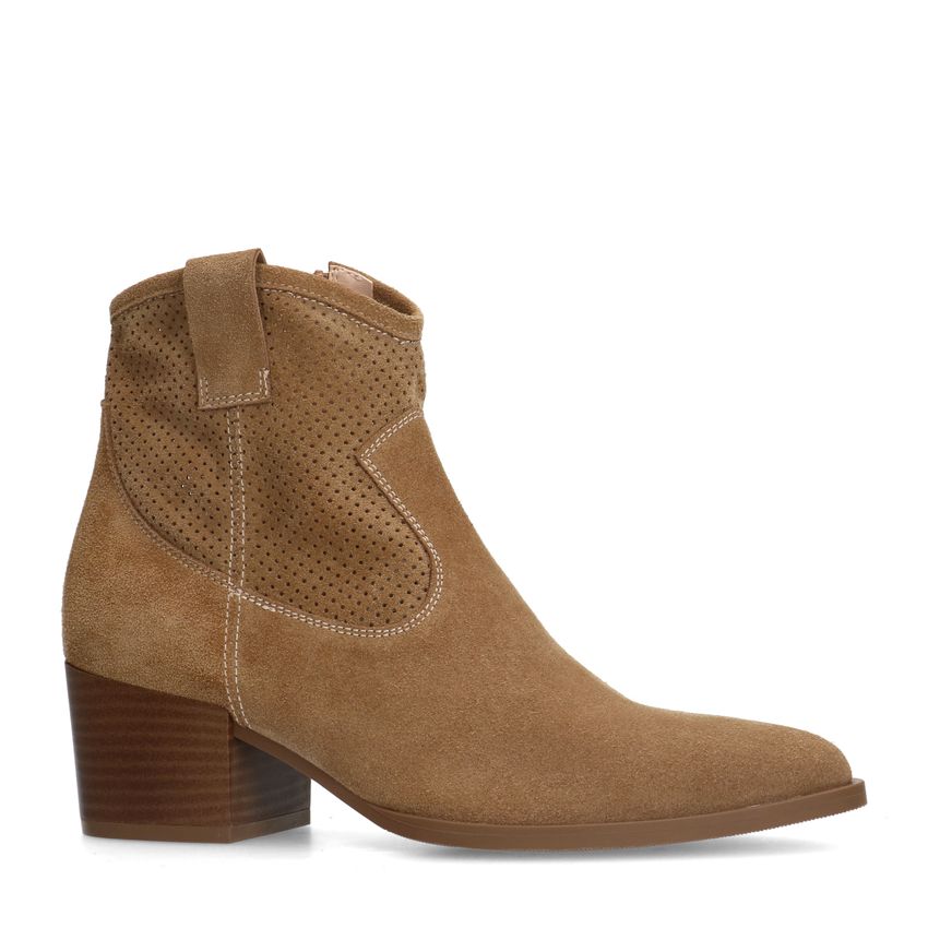 Manfield Beige suède enkellaarsjes