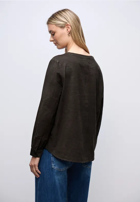 Cordbluse in Unifarbe