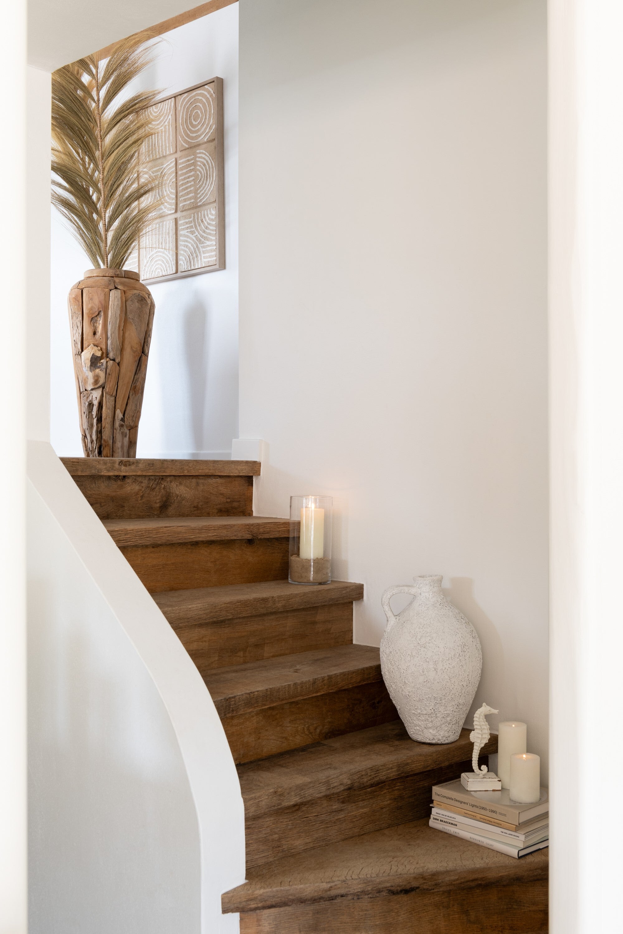 J-Line vaas Teakhout - naturel - small - 92 cm hoog