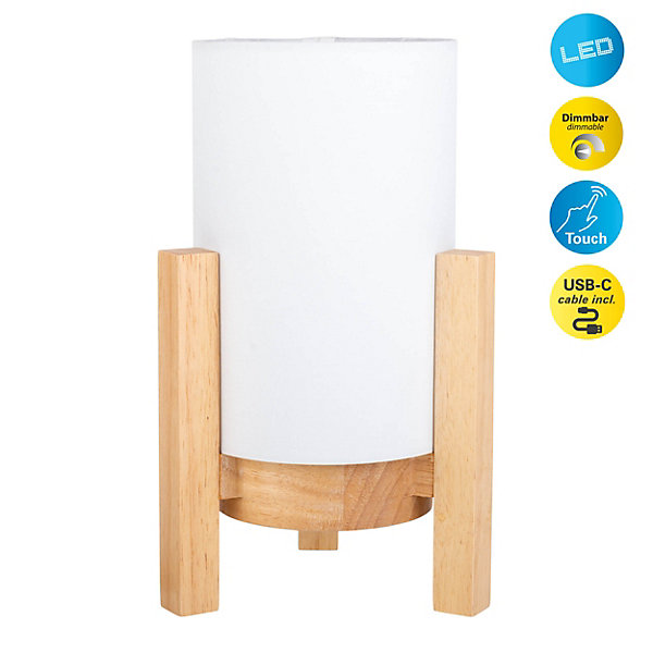 Lampe table accu MADITA H 25cm blanc naturel LED intégrée intensité variable capteur tactile