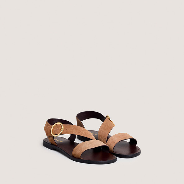Sandales à brides larges et boucles ajus...en croute taupe | WELBI