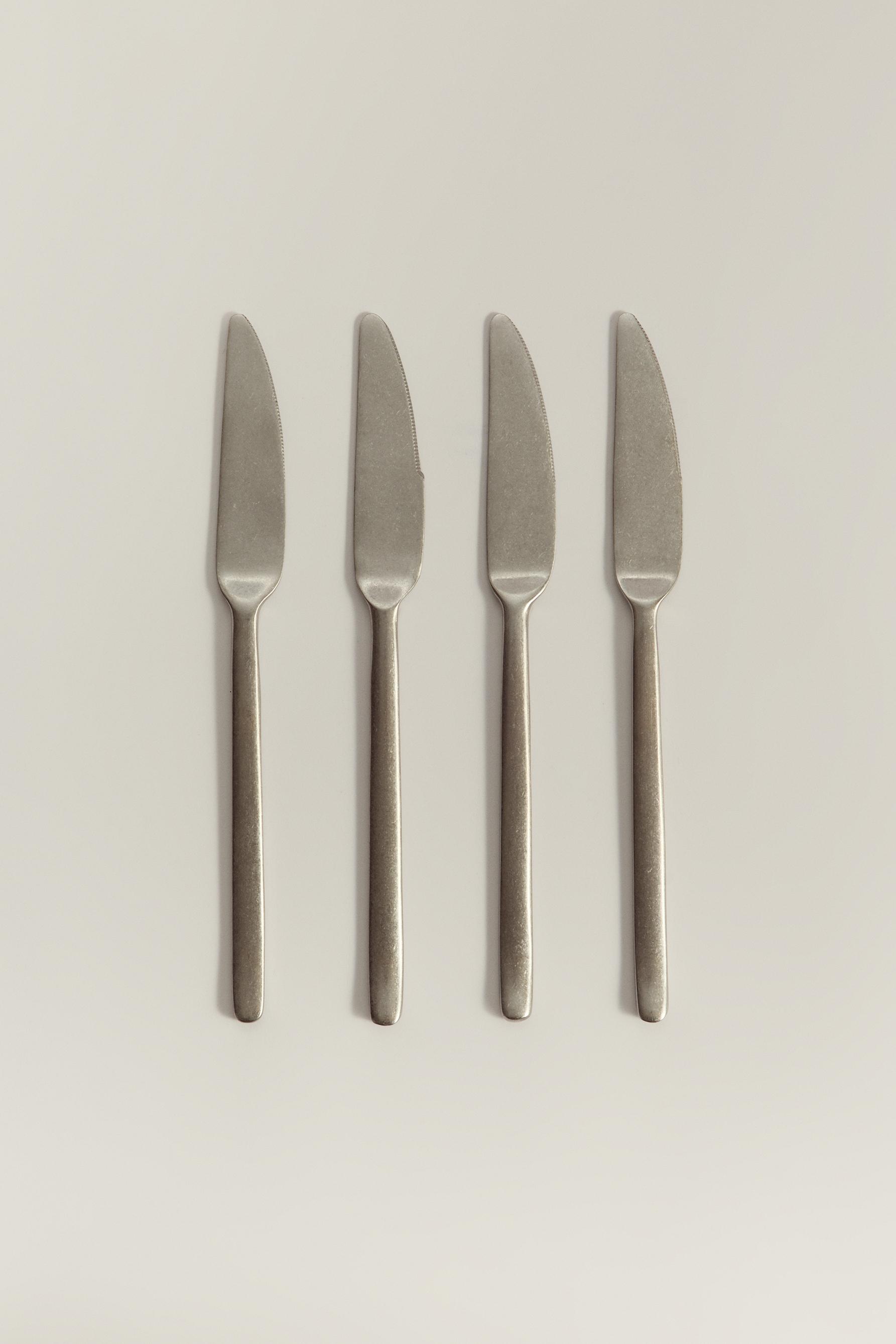 Pack 4 cuchillos efecto plata envejecida