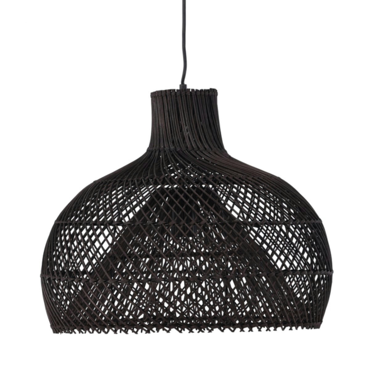 VOUK - Suspension arrondie en rotin noir