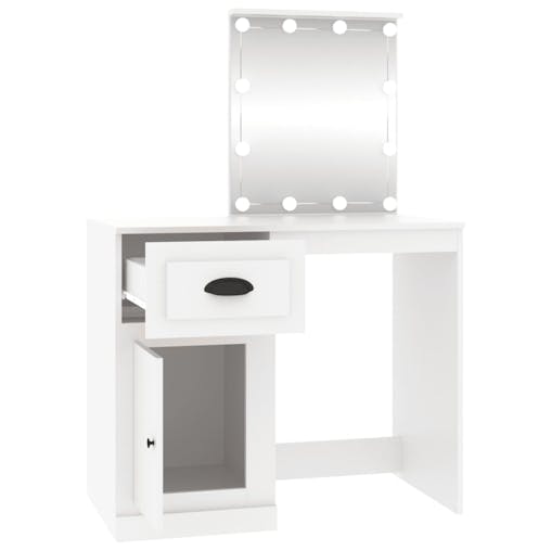 NNEVL Dressing Table with LED White 90x50x132.5 cm Engineered Wood