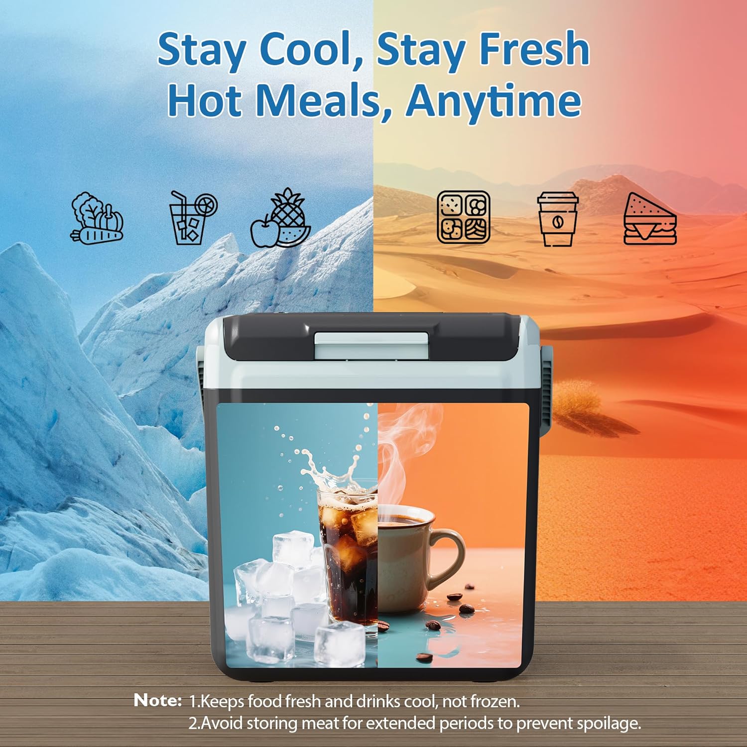 25QT Portable Electric Cooler & Warmer with Handle – Dual Heating & Cooling Mini Thermoelectric Car Fridge for Vehicles, Truck, Travel, Camping, Picnics and Home, Black