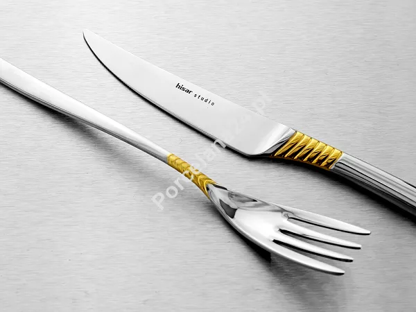 Komplet sztućców 24 cz. na 6 osób Hisar - Mamba Gold (4.0/3.0mm) złocone