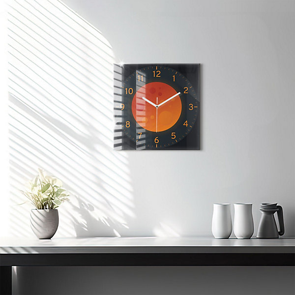 Horloge murale Wallfluent 30x30 cm Aiguilles blanches Lune pleine 1 pcs