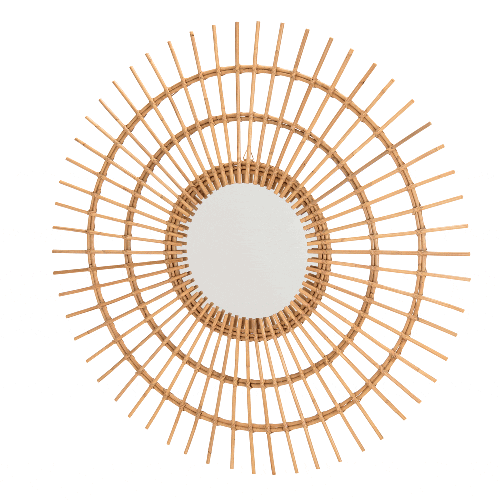 Miroir rond 100 cm en rotin miel MANY
