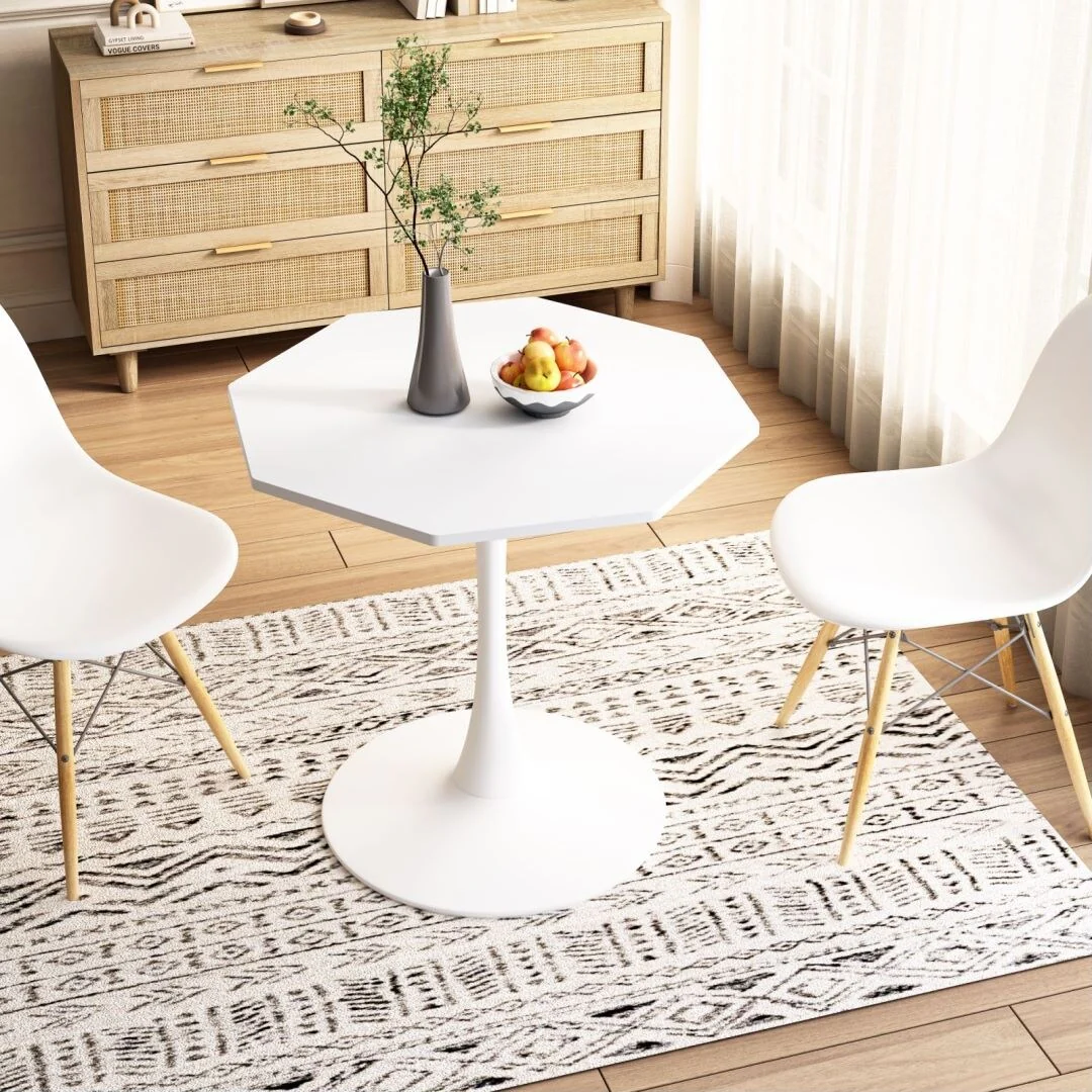 White Modern Octagonal Coffee Table with MDF Table Top