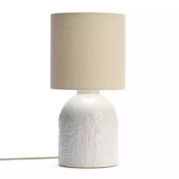 Habitat Embossed Floral Ceramic Table Lamp - off white