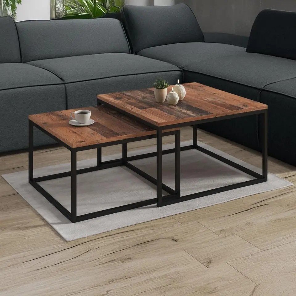 Meubella - Salontafel Styler - Old Wood - 70 cm - set van 2