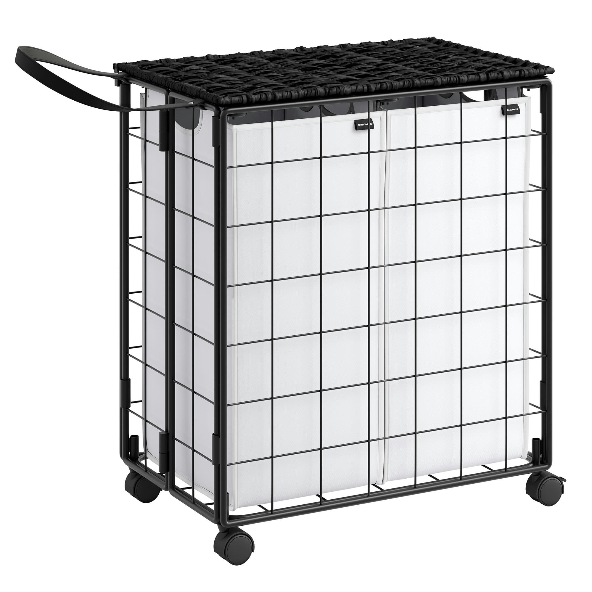 - Panier à linge acier tissu oxford noir d