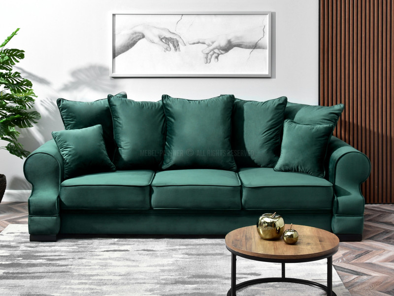 Sofa Tosca Zielony Tkanina, Podstawa Czarna