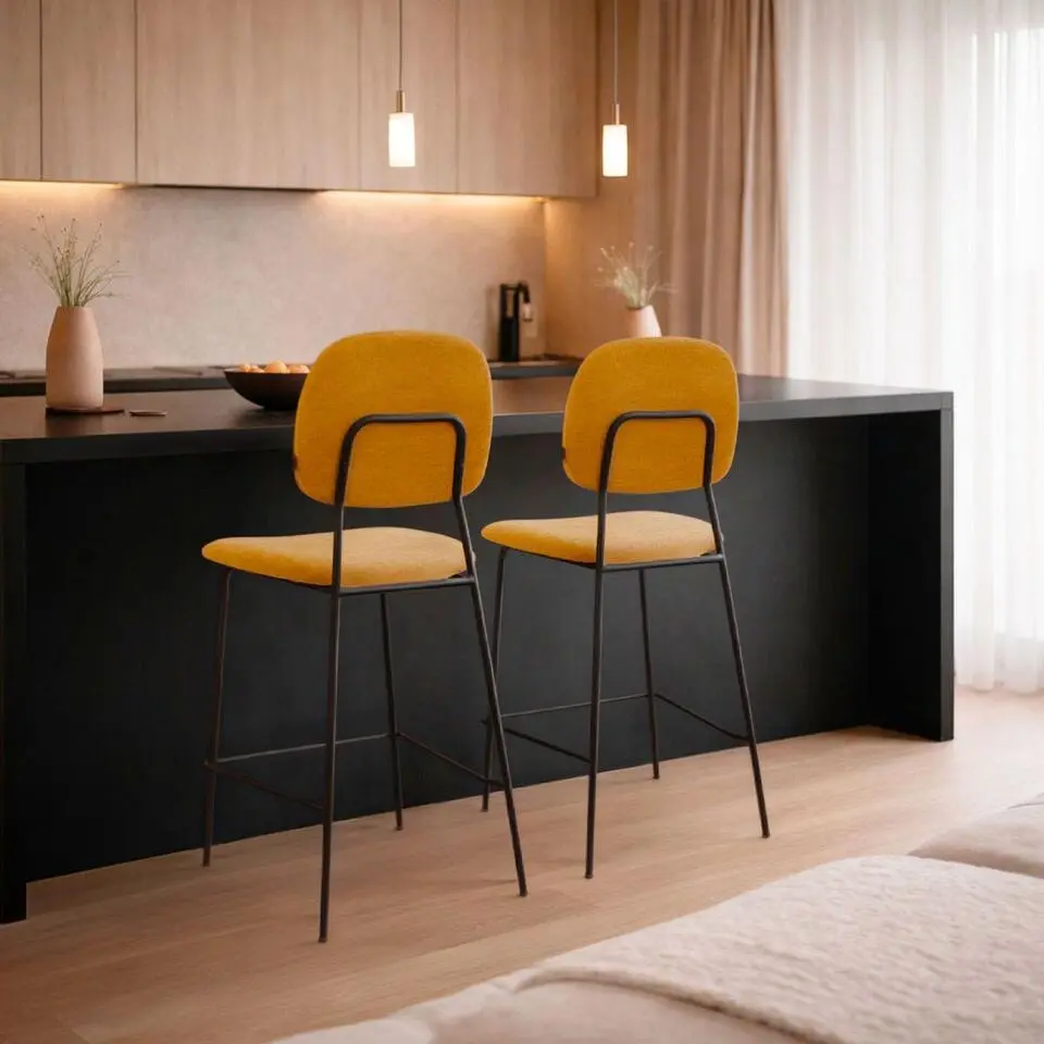 Nolon Jasmijn Barkruk Warm Oker - Zwart - 65 cm