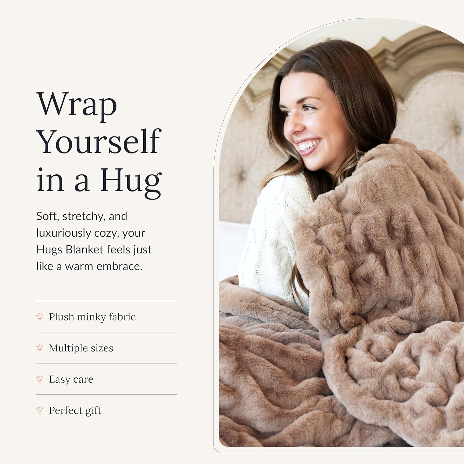Minky Couture Hugs Blanket - Extra Plush Blanket for Premium Gifting - Stretchy Bubbled Cozy Throw - Silky Smooth - Durable & Machine-Washable - Travel-Friendly - Travel, Milk Chocolate