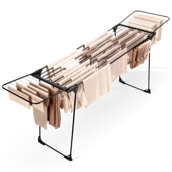 Suszarka na pranie metalowa czarna rozsuwana XXL 204-260x56x103 cm