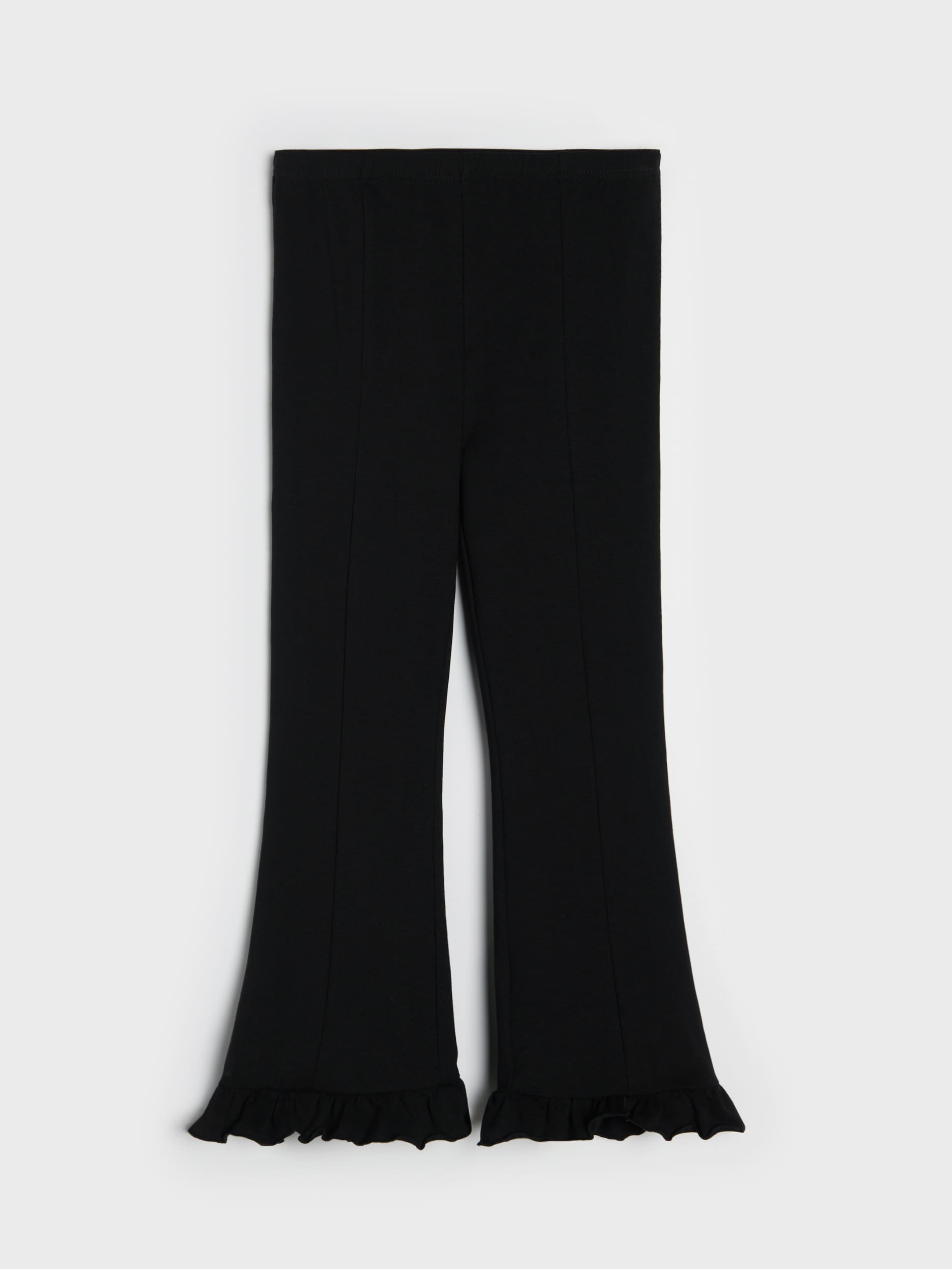 Legginsy flare z ozdobnymi falbankami