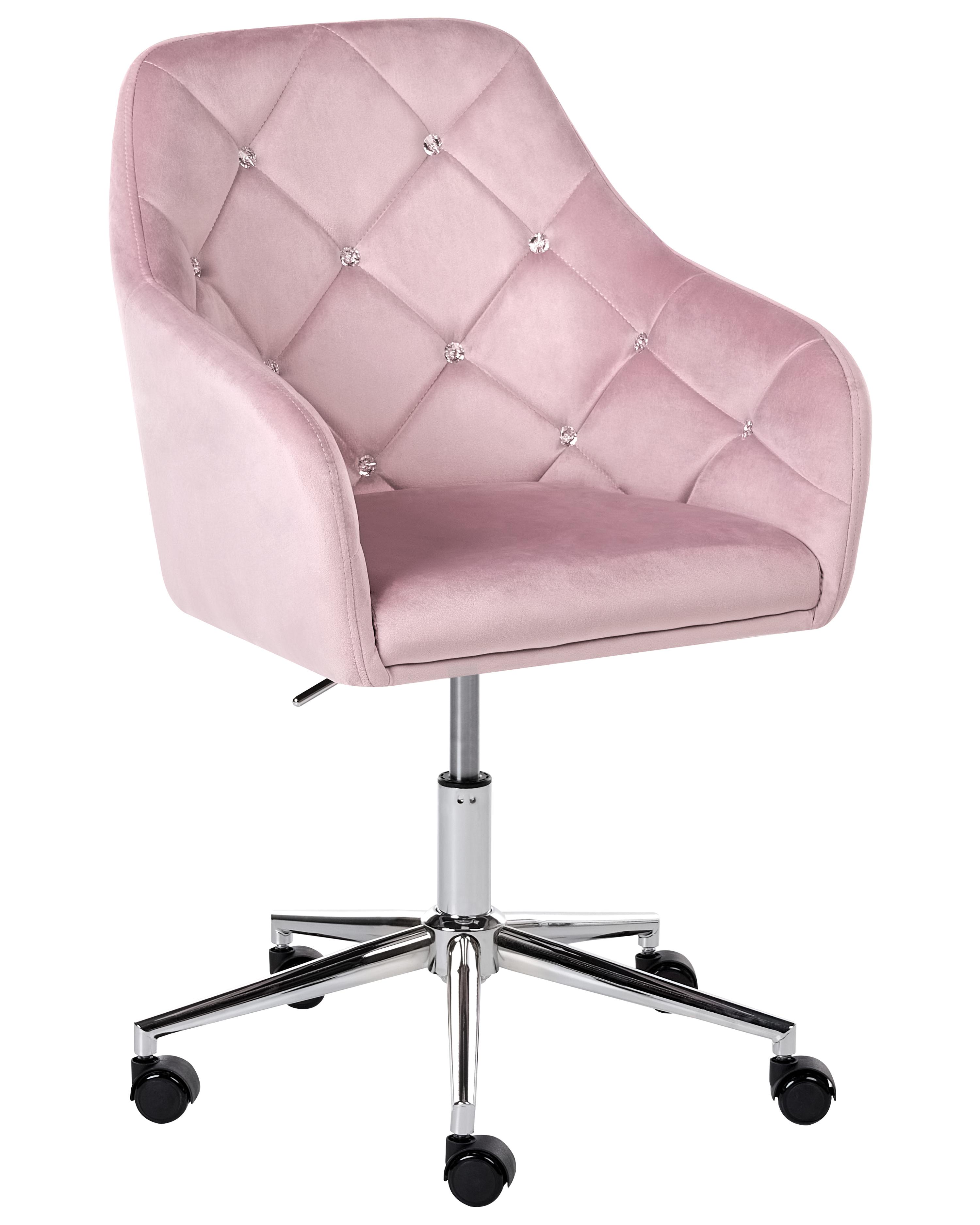 Desk Chair VELORIA Velvet Pastel Pink