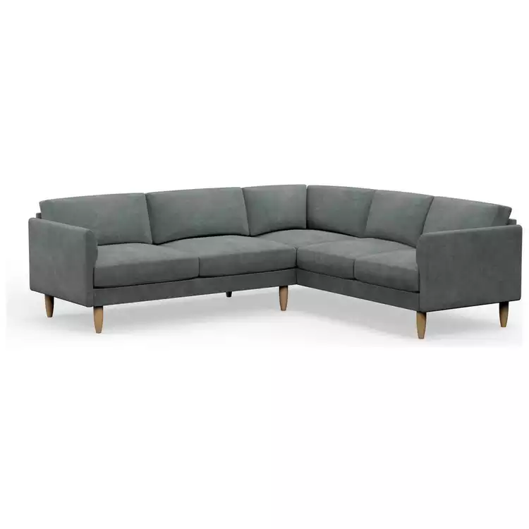 Hutch Velvet Curve Arm 6 Seater Corner Sofa - Slate Grey