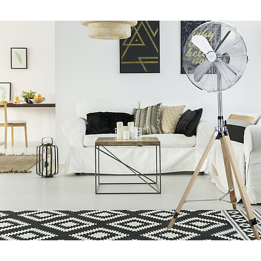 DOMAIR BALI - Ventilateur Trépieds - 50 Watts - Très Silencieux - Ajustable et Orientable - Elégant - Bois - Grille Métallique -